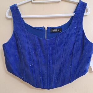 The AKIRA Blue Label Chromatica Rhinestone Corset Top XL